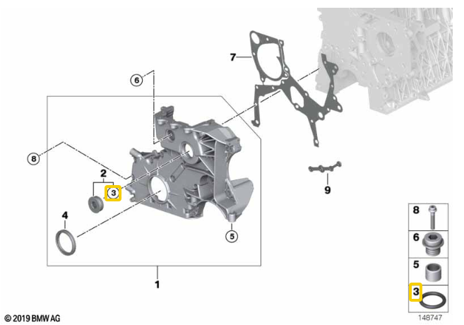 Genuine BMW O-Ring (35X2,0) Lower Timing Cover Screw Plug for M57N & M57N2 - 11142247660 | BMW