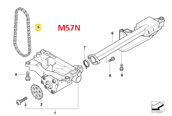 Genuine BMW Oil Pump Chain for M57N & M57N2 - BMW 11412249745 | BMW