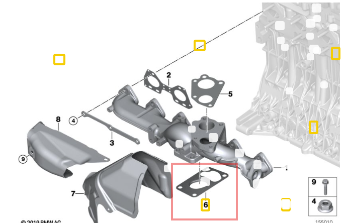 BMW Turbocharger Gasket for M57N2 Twin Turbo - FA1 11657807542