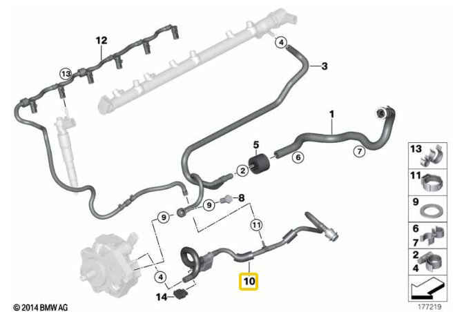 Genuine BMW Fuel Feed Line for M57N2 - BMW 13537806960