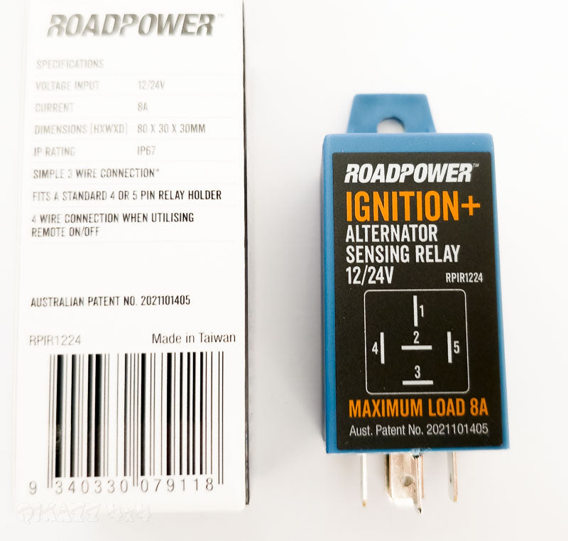 Roadpower 12/24V 8AMP Alternator Sensing Relay 5 PIN Universal Application, VSR & Manual Override