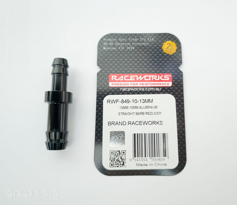Raceworks 13mm - 10mm Aluminium Straight Barb Reducer