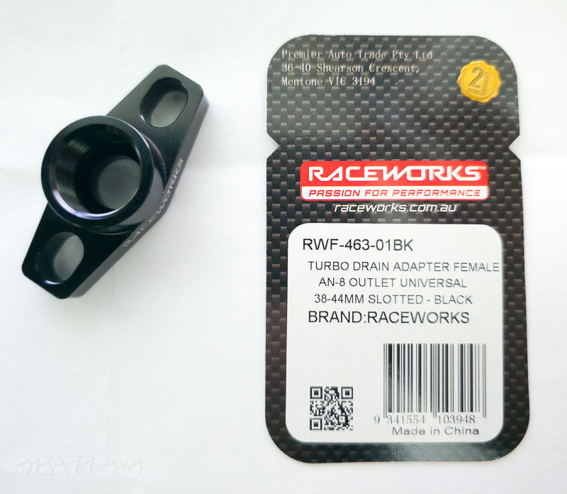 Raceworks Turbo Drain Adaptor Female AN8 Outlet with O-Ring | Raceworks