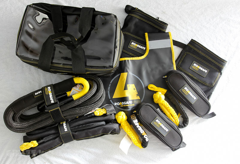 Roadsafe 4wd Kinetic Rope Recovery Kit w/Equalizer Strap, Soft Shackles, Damper Blanket & Bag | Roadsafe