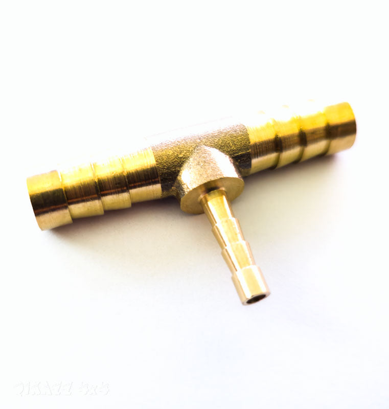 Brass 10mm - 4mm - 10mm Barbed T fitting for M57N2 Fuel Return Line