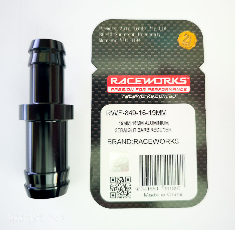 Raceworks 19mm - 16mm Aluminium Straight Barb Reducer