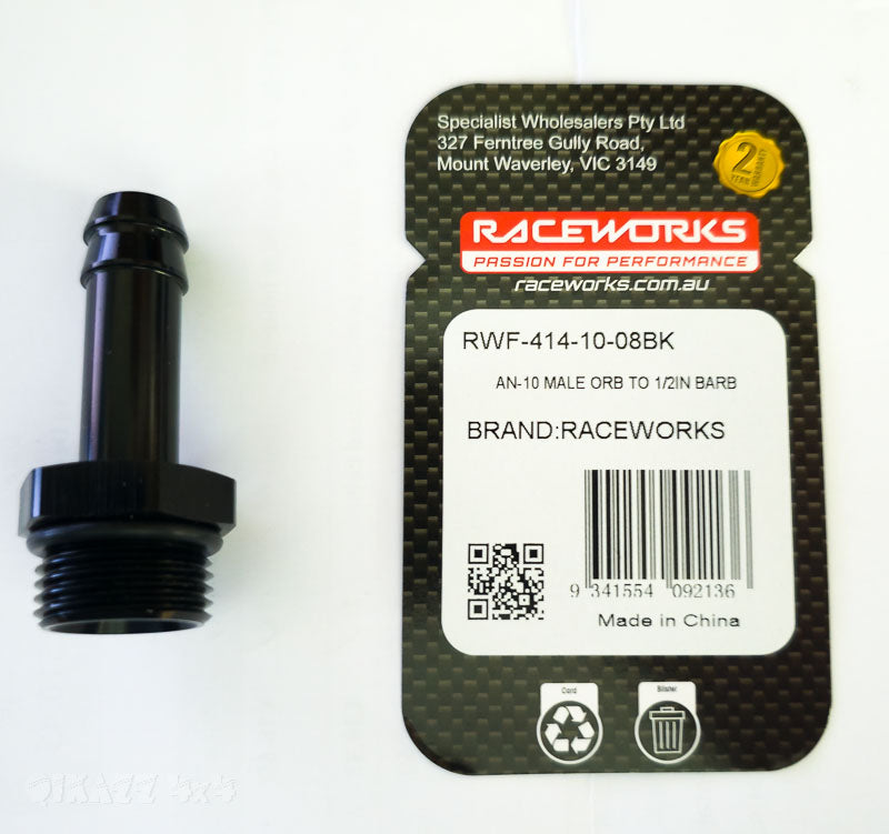 Raceworks AN10 Male ORB to 1/2" Barb (12.7mm)