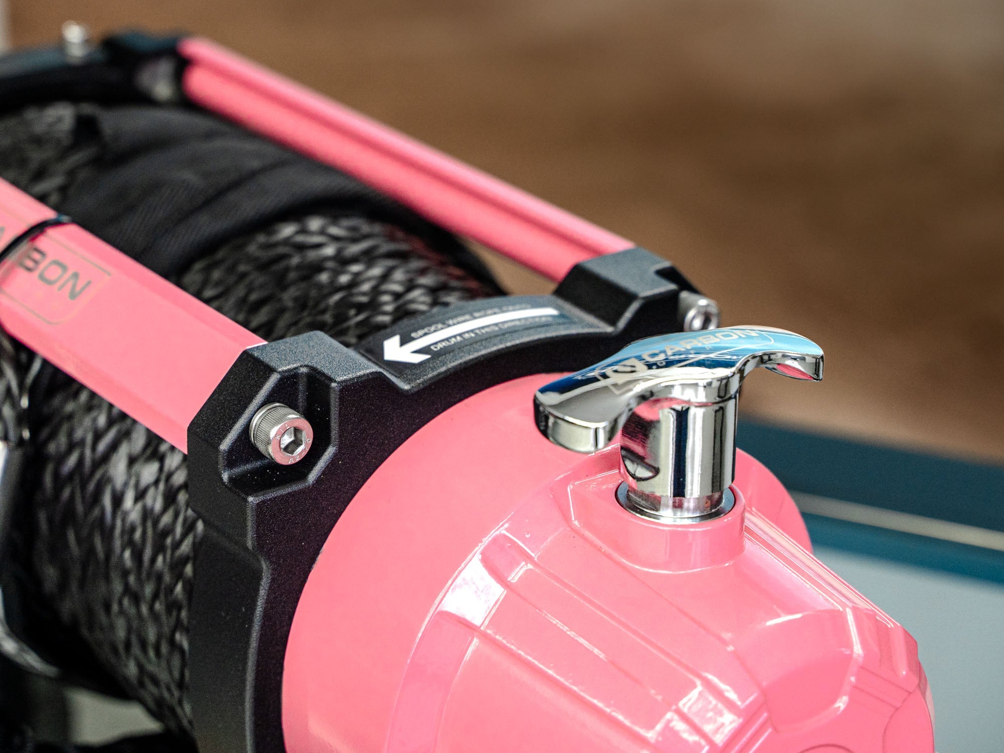 The Pink Carbon 12K - 12000lb Pink Winch With Pink Hook V3 | Carbon Offroad