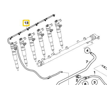 BMW Fuel Injector Return Line for E53 M57N - Bosch 13537799179 | Bosch