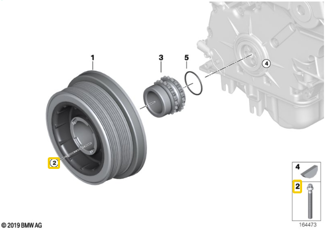 Genuine BMW Torx Bolt for Vibration Balancer M10X86 for M57N & M57N2 - 11232247932