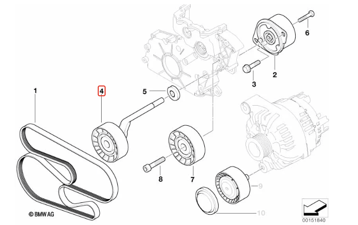 BMW M57N Drive Belt Tensioner Pulley - INA 11287807021