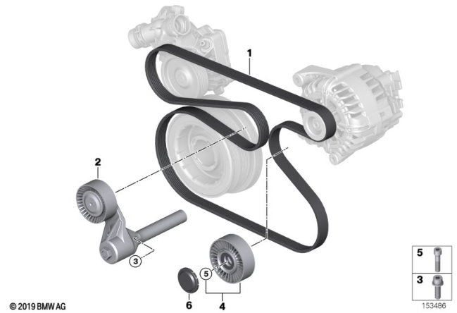 BMW Drive Belt Tensioner pulley for M57N2 - INA 11287799851