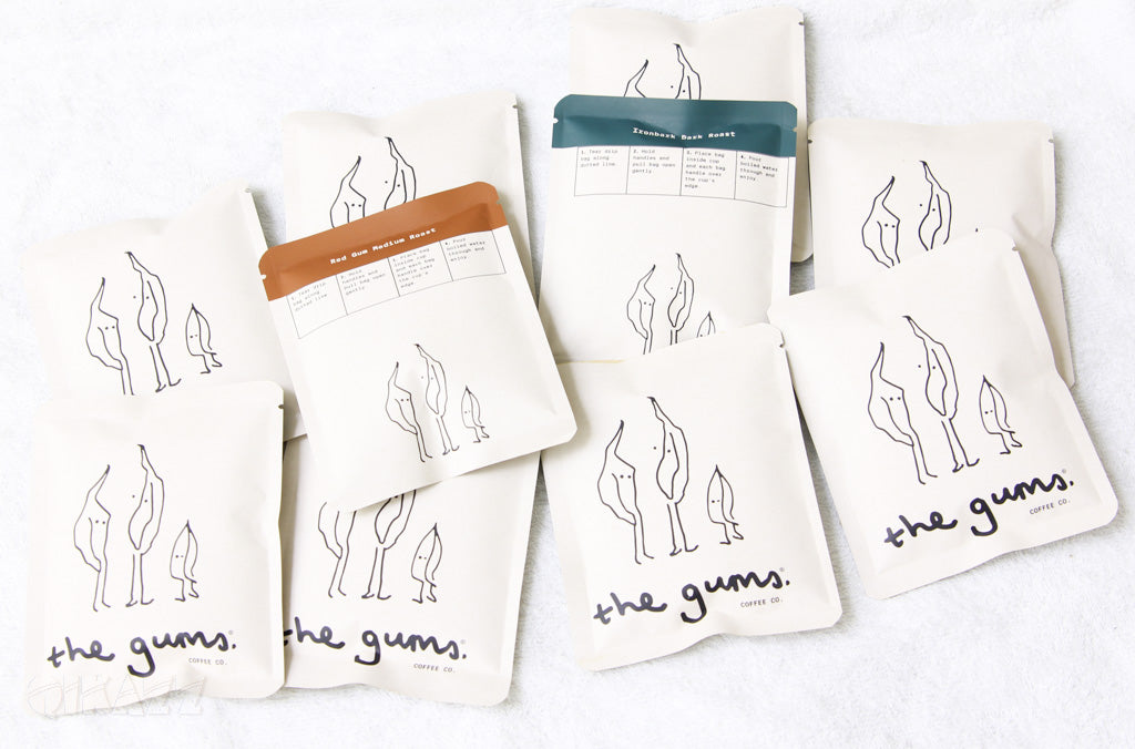 The Gums Coffee 10 Pack Drip Filters (5 x Red Gum Roast and 5 x Ironbark Roast) | The Gums Coffee