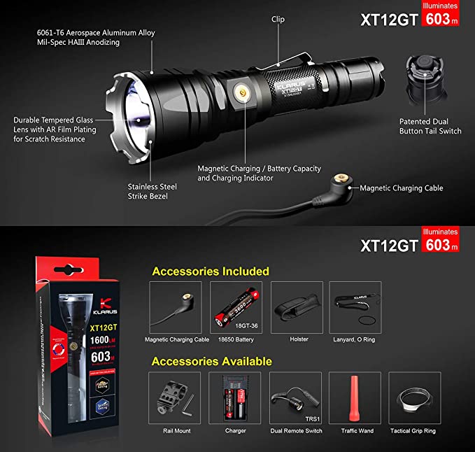Klarus XT12GT Hunting Torch Kit & Accessories | Klarus