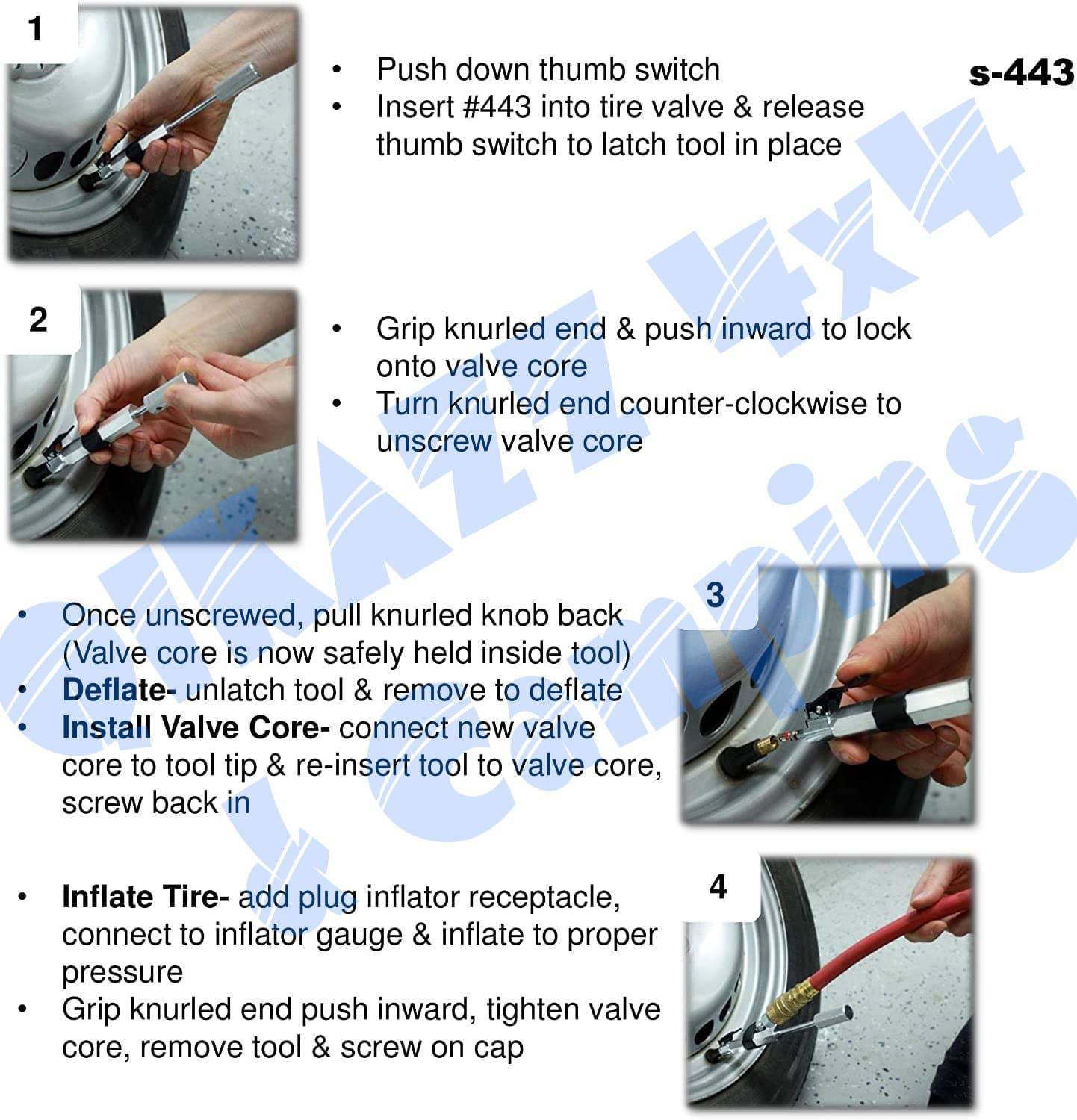 Milton 3-in-1 Tire Valve Extractor and Inflator Tool - Remove, Inflate, Install | Milton