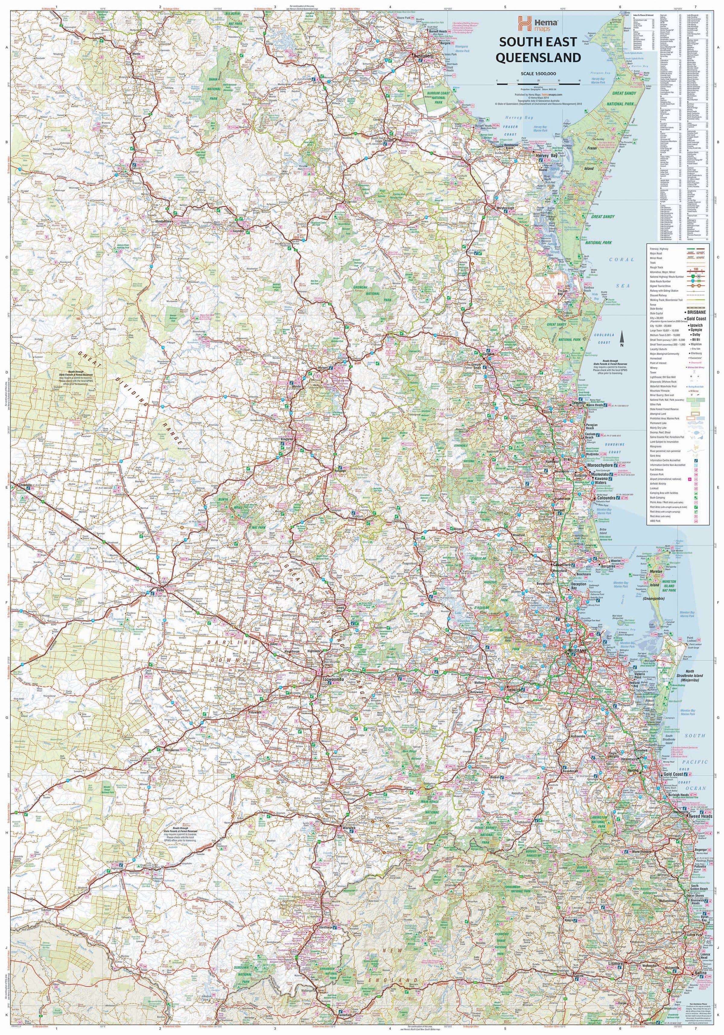 Hema South East Queensland Map Bundaberg to Byron Bay | Hema