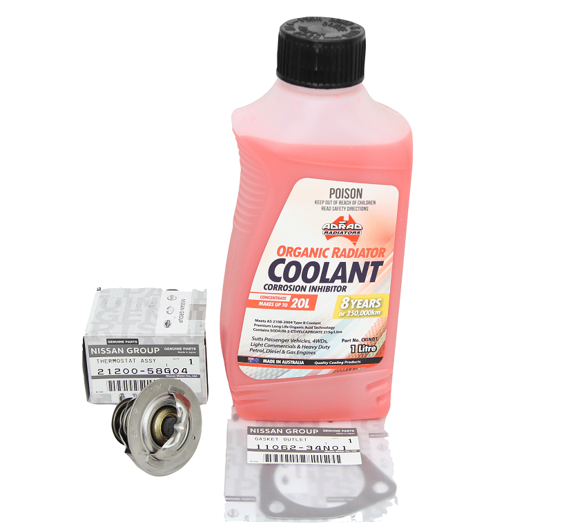 Genuine Nissan Thermostat + Gasket for Nissan Patrol GQ / GU TD42 + Adrad Organic Coolant | Nissan