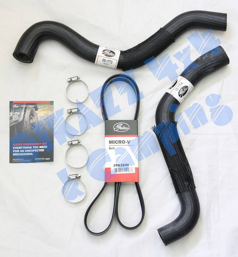 Gates Emergency Radiator Hose & Fan Belt Kit for Nissan Patrol GU ZD30 DI | Gates