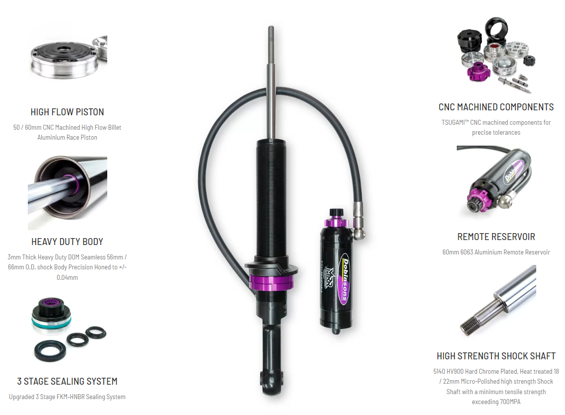 Dobinsons MRA 3-Way Adjustable Remote Reservoir Shock Absorber for Nissan Patrol Rear 2" | Dobinsons