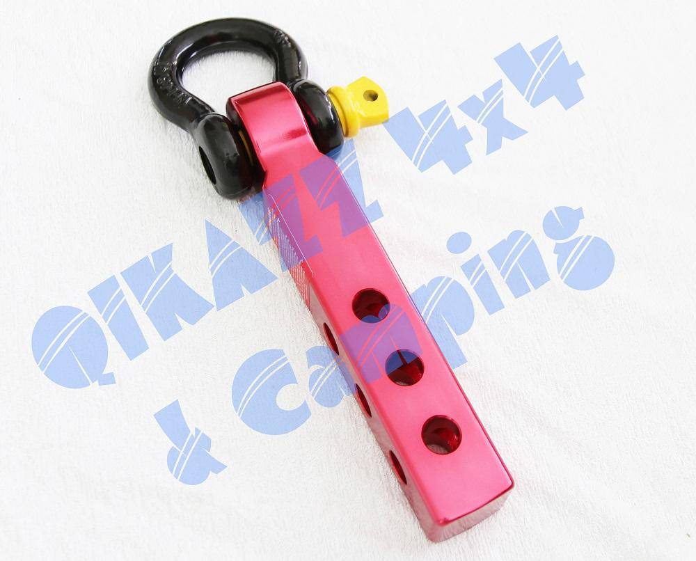 Roadsafe 4wd BLACK Alloy Extended 40x40mm Rear Recovery Hitch + Soft Shackle