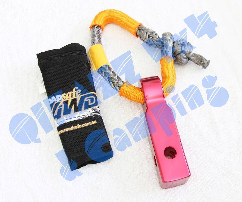 Roadsafe 4wd RED Alloy 40x40mm Rear Recovery Hitch + Soft Shackle | Roadsafe