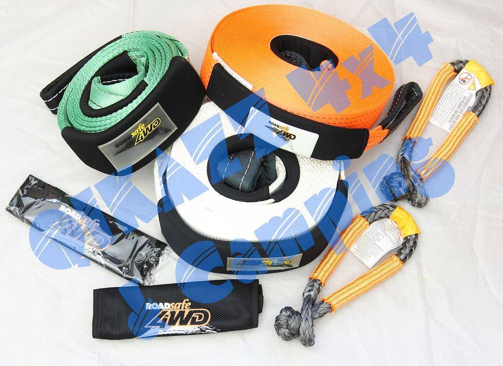 Roadsafe 4wd Recovery Kit - Winch Extension, Tree Trunk Protector, 11t Snatch Strap & 2 x Soft Shackles | Roadsafe