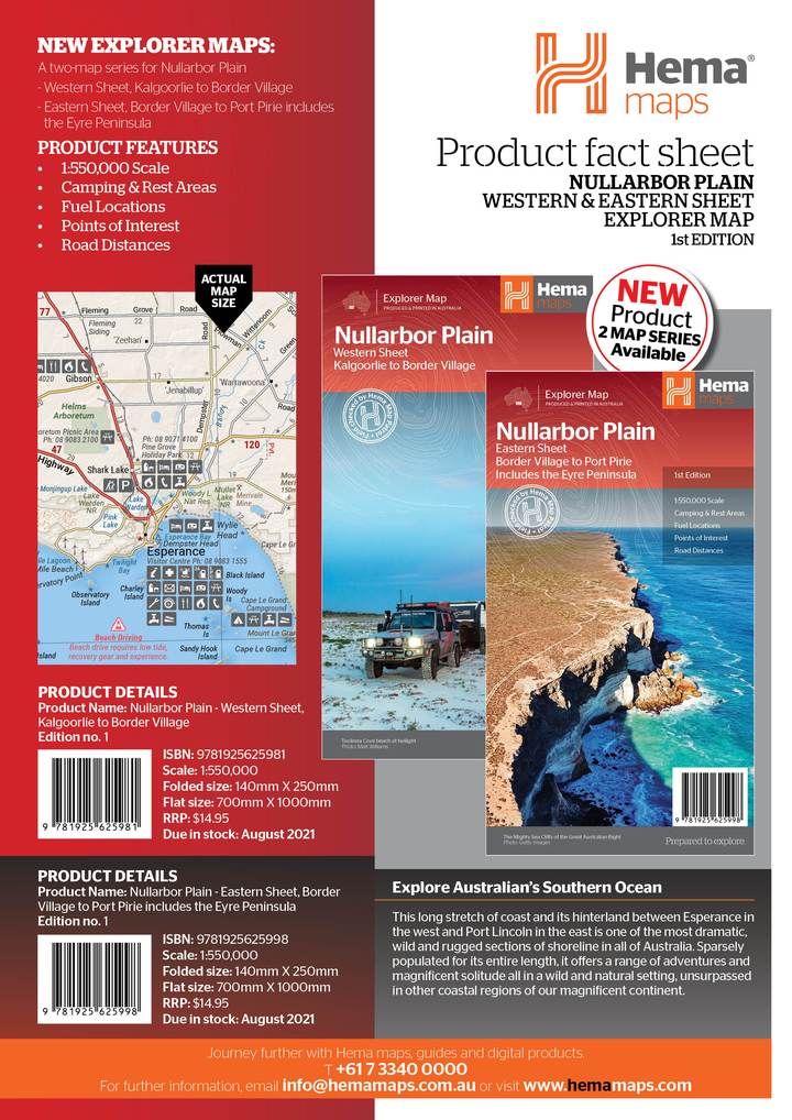 Hema Nullarbor Plain - Eastern Map - Border Village to Port Pirie | Hema
