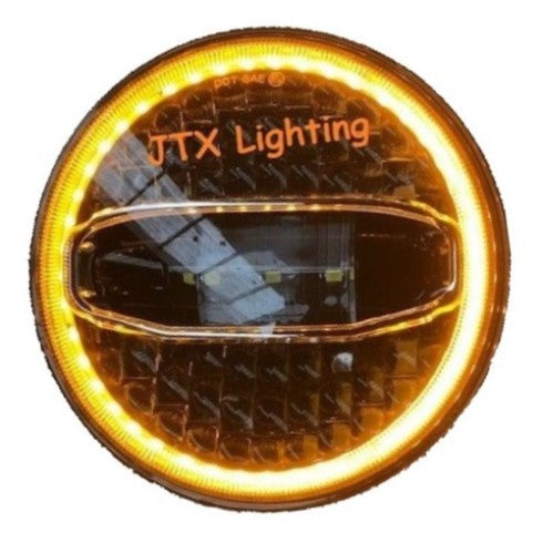 JTX Lighting 7" N7 LED Headlight Pair w White/Amber Halo | JTX Lighting