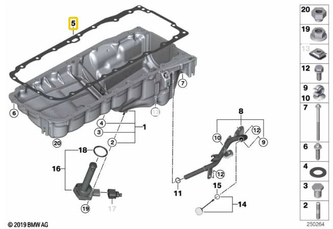 Genuine BMW Engine Oil Pan Bolt for M57N2 & N57 - BMW 11138592611