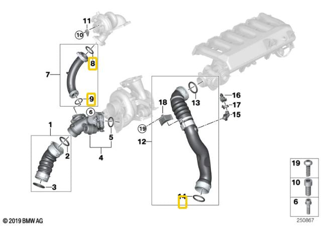 BMW Turbo Seal Ring for M57N2 & 30SD & 35dX Twin Turbo & N57 40xdX  - Metzger 11657795047 | Metzger