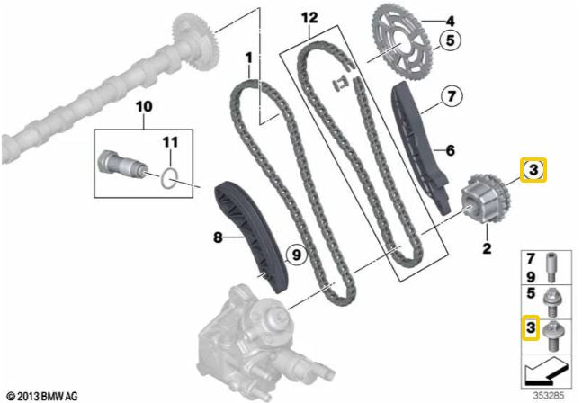 Genuine BMW ASA-Bolt with Washer for Lower Timing Gear for N57 - BMW 13527800395