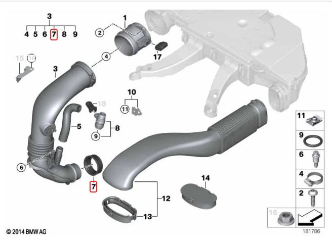 Genuine BMW Turbocharger Air Inlet Duct Sealing Ring for M57N2 Twin Turbo - BMW 13717799839