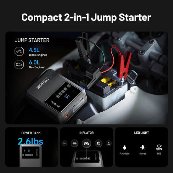Topdon 2-In-1 Jump Starter and Tire Inflator V1200Air