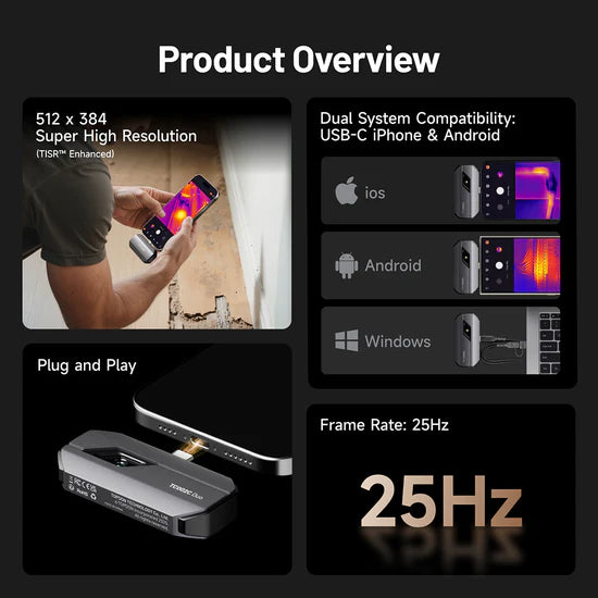 Topdon Thermal Camera TC002C Duo (USB-C iPhone & Android Devices)