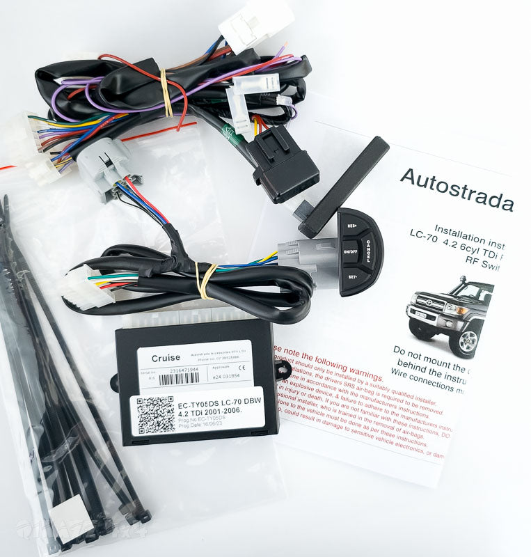 Autostrada E-Cruise Cruise Control Kit for Toyota Land Cruiser 70-79 Series 4.2L 1HD-FTE 6Cyl Manual (2001-2007) RF D-Shaped Switch - Drive By Wire Vehicle Only