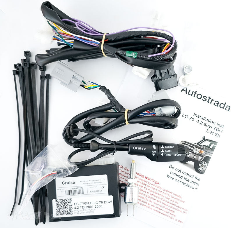 Autostrada E-Cruise Cruise Control Kit for Toyota Land Cruiser 70-79 Series 4.2L 1HD-FTE 6Cyl Manual (2001-2007) Wired Stalk, Left Side - Drive By Wire Vehicle Only | Autostrada