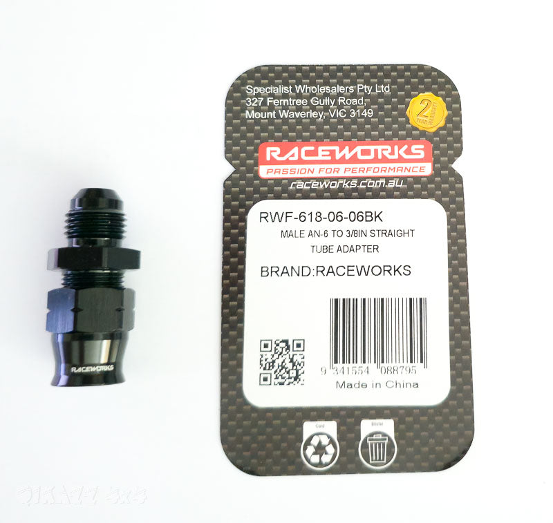 Raceworks AN-6 Male to 3/8" Straight Tube Adaptor