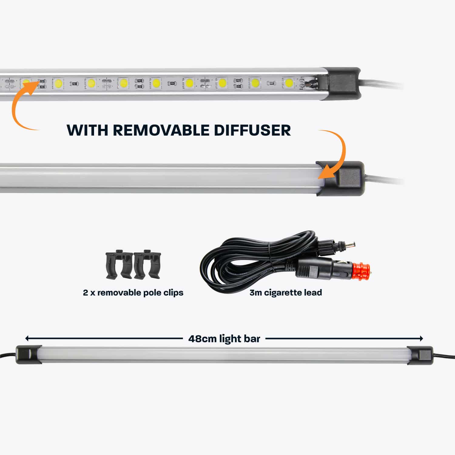 HARDKORR 48cm White LED Light Bar Kit with Diffuser | Hardkorr