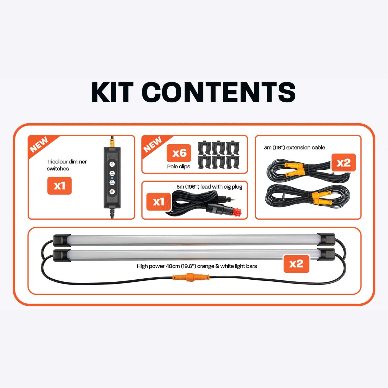 HARDKORR 2 Bar Tri-Colour LED Camp Light Kit | Hardkorr