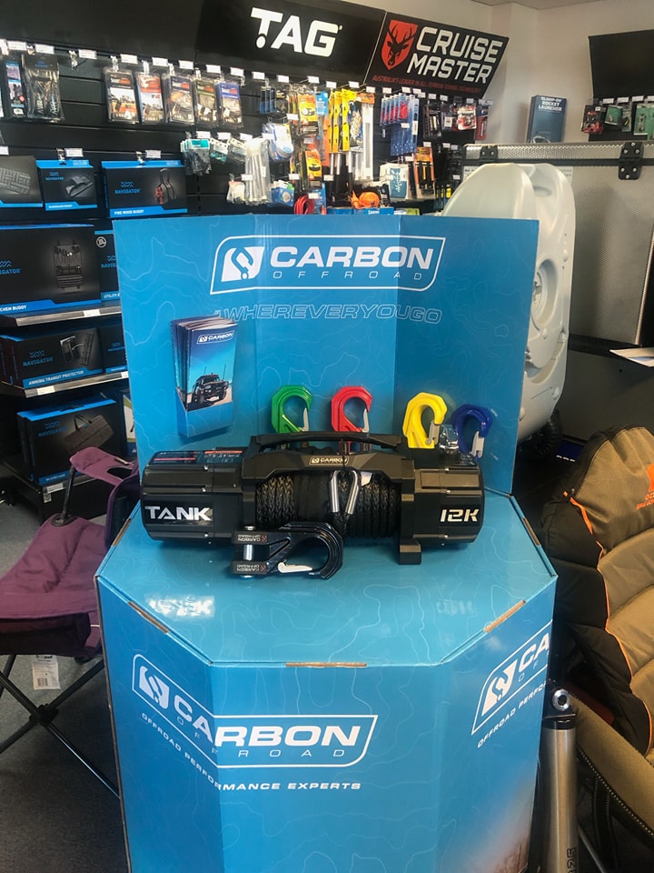 Carbon Offroad Cardboard Flatpack Winch and Product Display Stand | Carbon Offroad