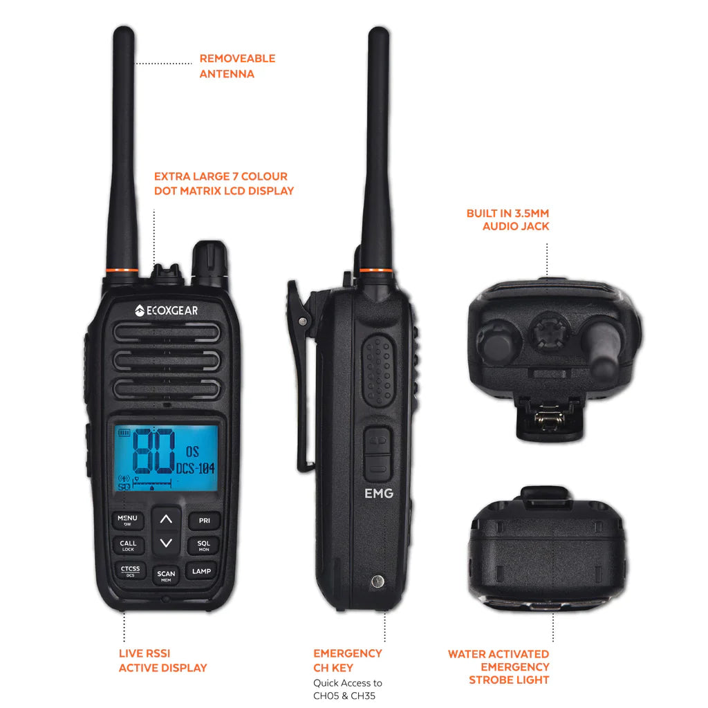ECOXGEAR ECOXTALK 5.0W MAX Output Power EXG500 UHF CB Handheld Radio | EcoXGear