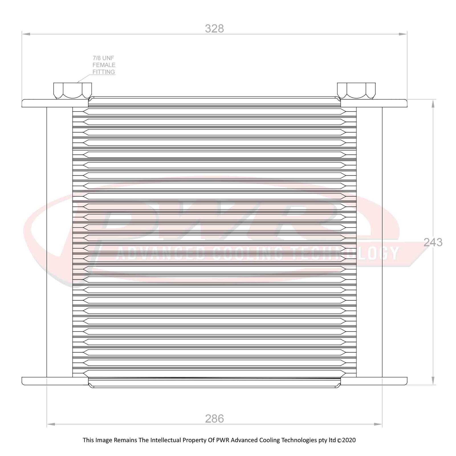PWR Engine Oil Cooler - Plate and Fin 280 x 256 x 37mm (28 Row) | PWR
