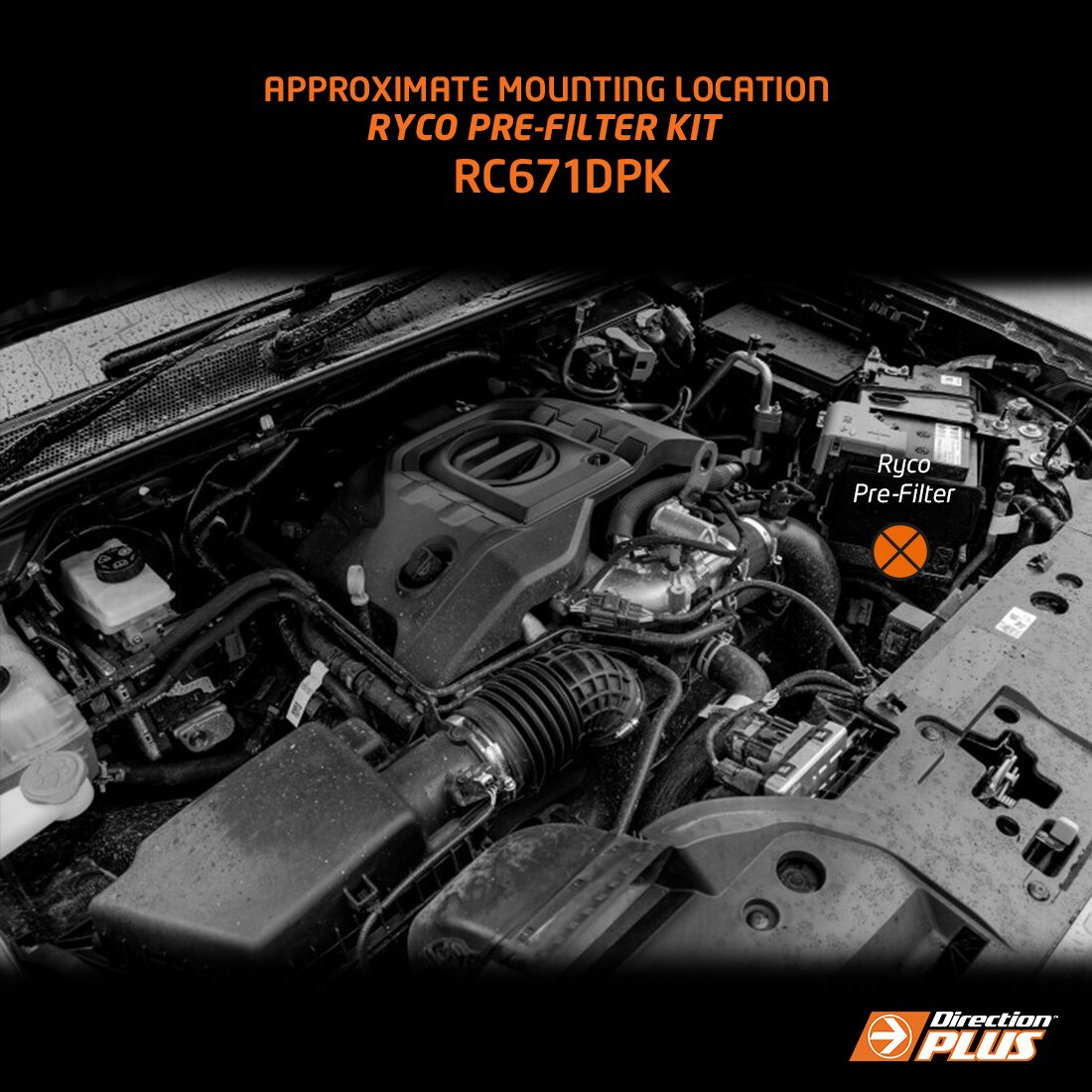 Direction Plus™ Ryco Pre-Filter Kit for Next-Gen Ford Ranger / Everest & VW Amarok 4cyl & 6 cyl - RC671DPK | Direction-Plus