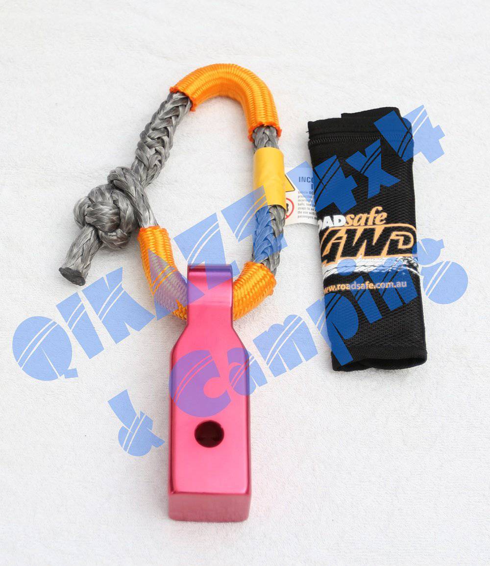 Roadsafe 4wd RED Alloy Rear Recovery Hitch + Soft Shackle | Roadsafe