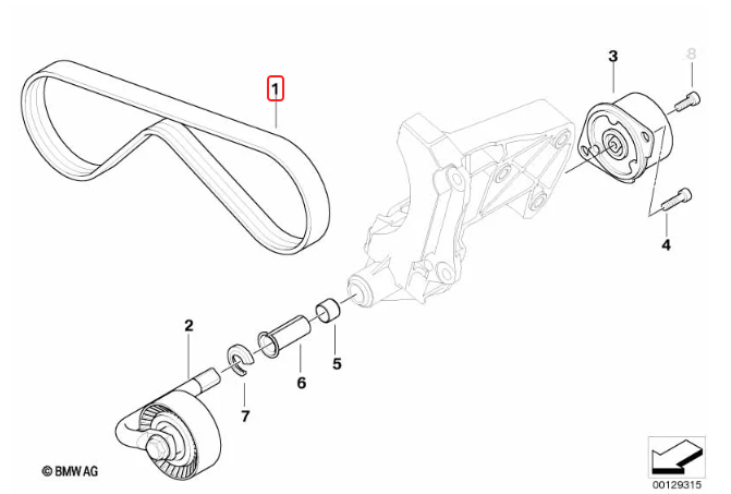 BMW Airconditioning Belt for M57N 4PK885 - Continental 64557786705 (4PK X 882) | Continental