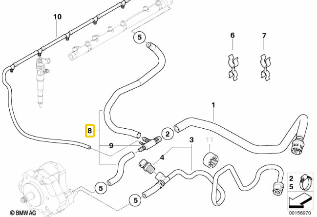 Genuine BMW Fuel Return Line - for M57N - 13537796791