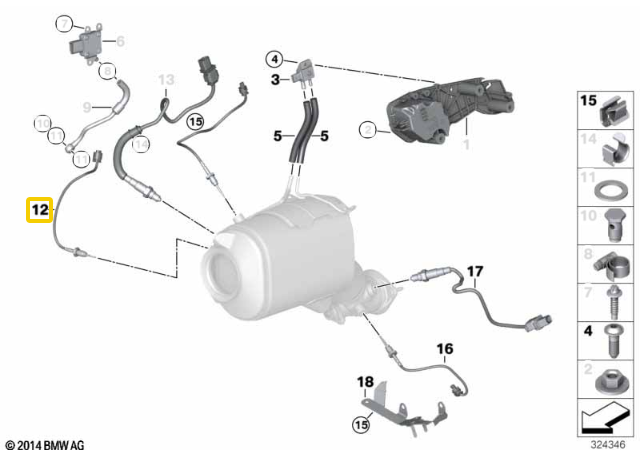 BMW Exhaust Temperature Sensor EGT for N57 - Metzger 13628514730