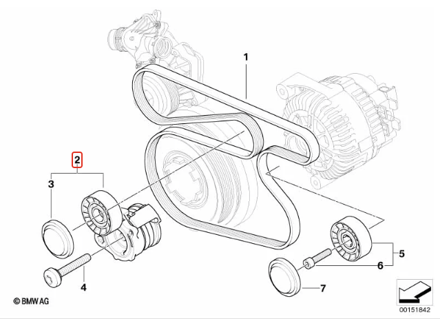 BMW Drive Belt Tensioner for M57N2 - INA 11287790447