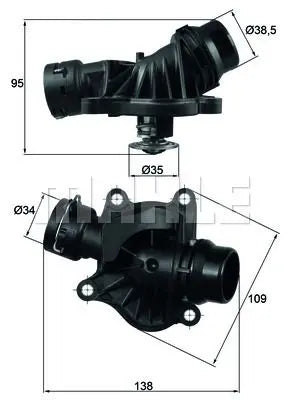 BMW Thermostat Assembly for M57N & M57N2 - MAHLE 11517805811 | MAHLE