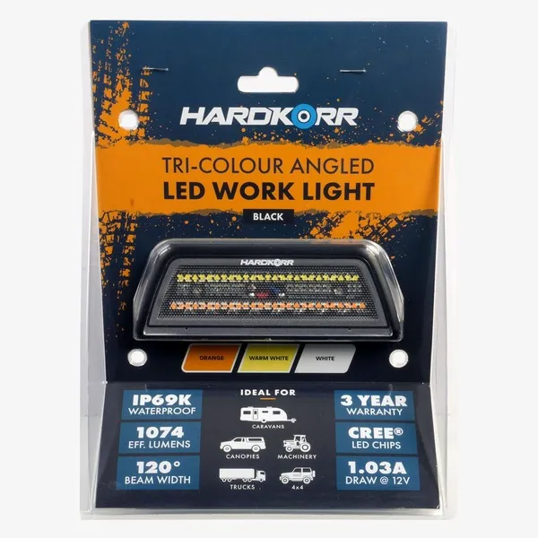 HARDKORR XDW SERIES TRI-COLOUR 45? ANGLED LED WORK LIGHT | Hardkorr